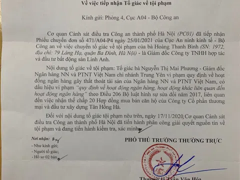 Công an vào cuộc điều tra, xác minh vụ việc doanh nghiệp tố giám đốc Agribank Trung Yên