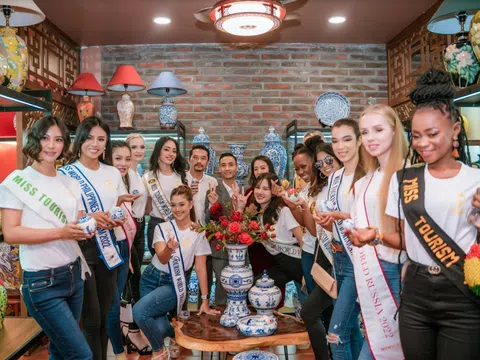 Hoa hậu Du lịch Thế giới 2022 khám phá nét đẹp Bát Tràng